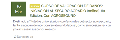 CURSO DE VALORACIÓN DE DAÑOS: INICIACIÓN AL SEGURO AGRARIO (online). 6a Edición. Con AGROSEGURO